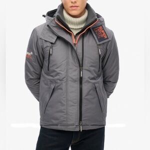 Mens Superdry mountain jacket in gray / orange size M